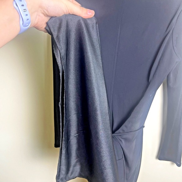 Vintage Y2k Black Sheer Mesh Long Sleeve Dress Pockets Whimsigoth L Petite - Picture 9 of 9